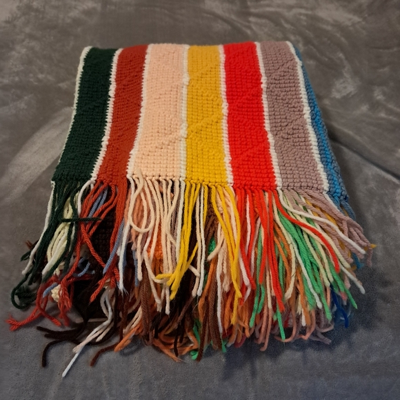 Handmade Afghan crochet knit decorative throw sofa blanket 46"W×73"L. - Picture 3 of 4